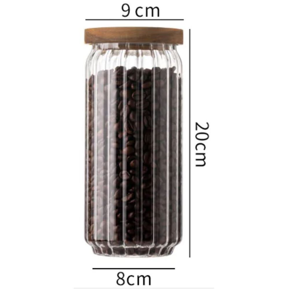 1Chase - Borosilicate Stripe Glass Food Storage Jar With Lid 1000ml - 2pcs