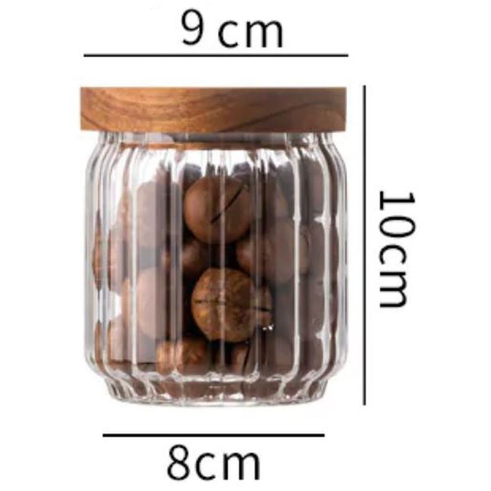 1Chase - Borosilicate Stripe Glass Food Storage Jar With Lid 500ml - 2pcs