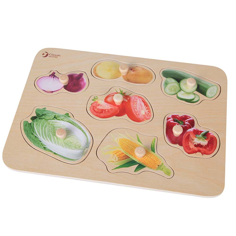 Classic World - Vegetable Wooden Puzzle for Kids BPA Free | +18m 
