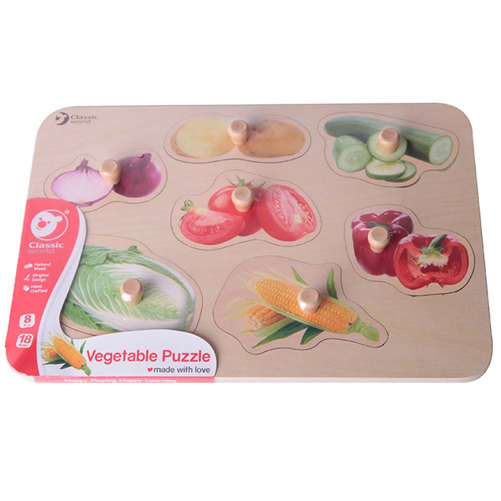 Classic World - Vegetable Wooden Puzzle for Kids BPA Free | +18m 
