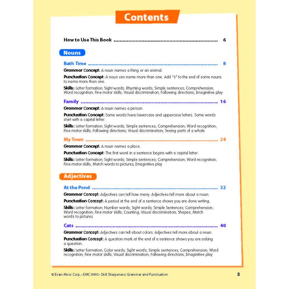 Skill Sharpeners Grammar And Punctuation: Grade Kindergarten
