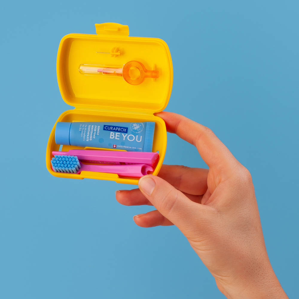Curaprox - Travel Set Yellow Travel Toothbrush Box