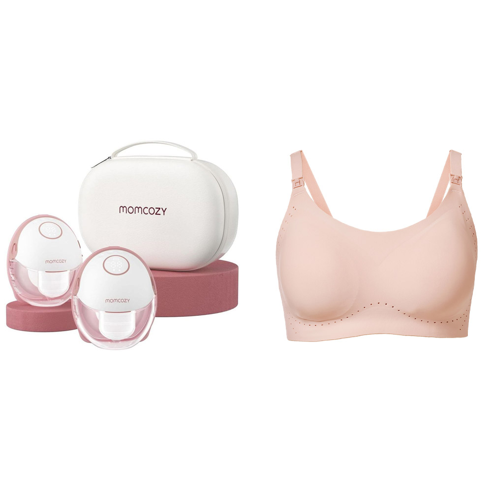 Momcozy - Mobile Style M6 Breast Pump - Cozy Red - 2 Pcs With Free Nursing Bra - Skin