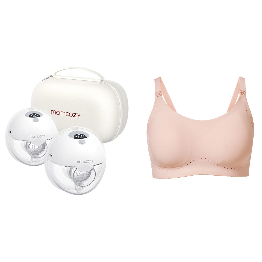Momcozy - Hands-Free Electric Breast Pump M5 - Grey - 2pcs With Free Nursing Bra - Skin