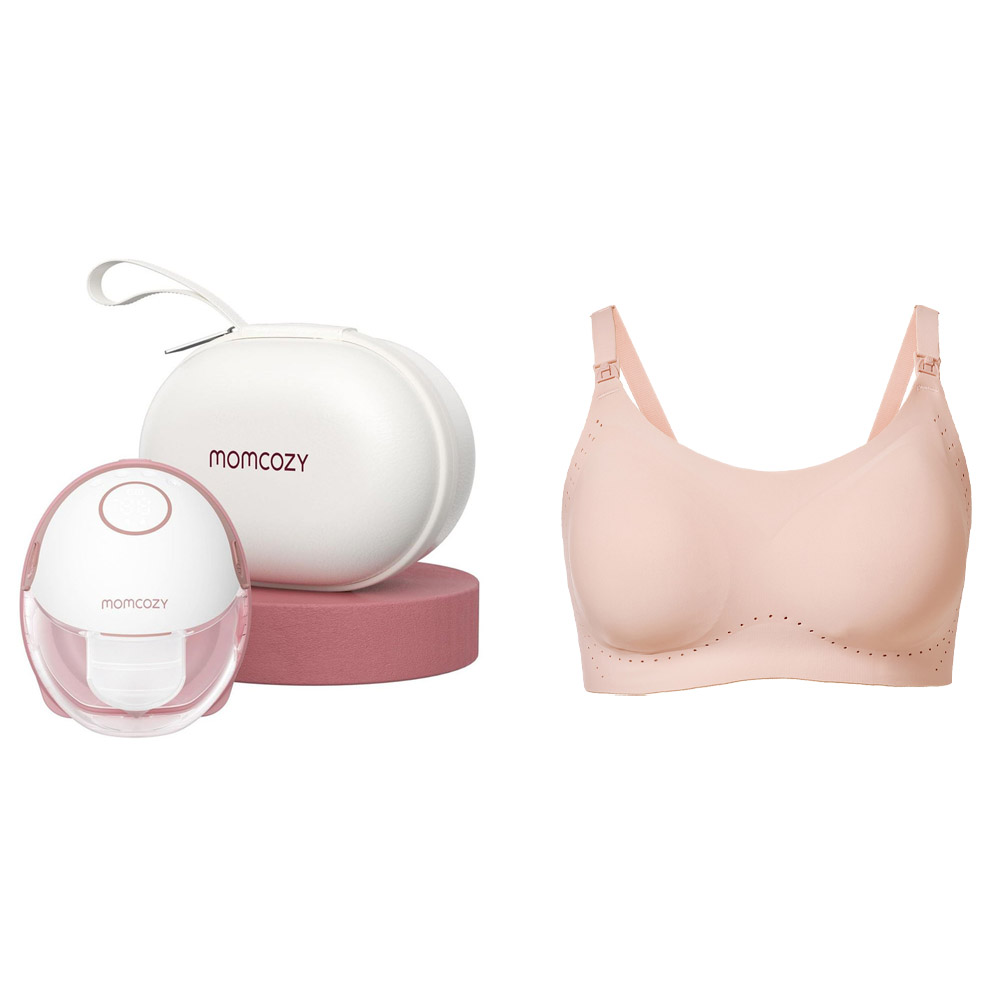 Momcozy - Mobile Style M6 Breast Pump - Cozy Red With Free Nursing Bra - Skin