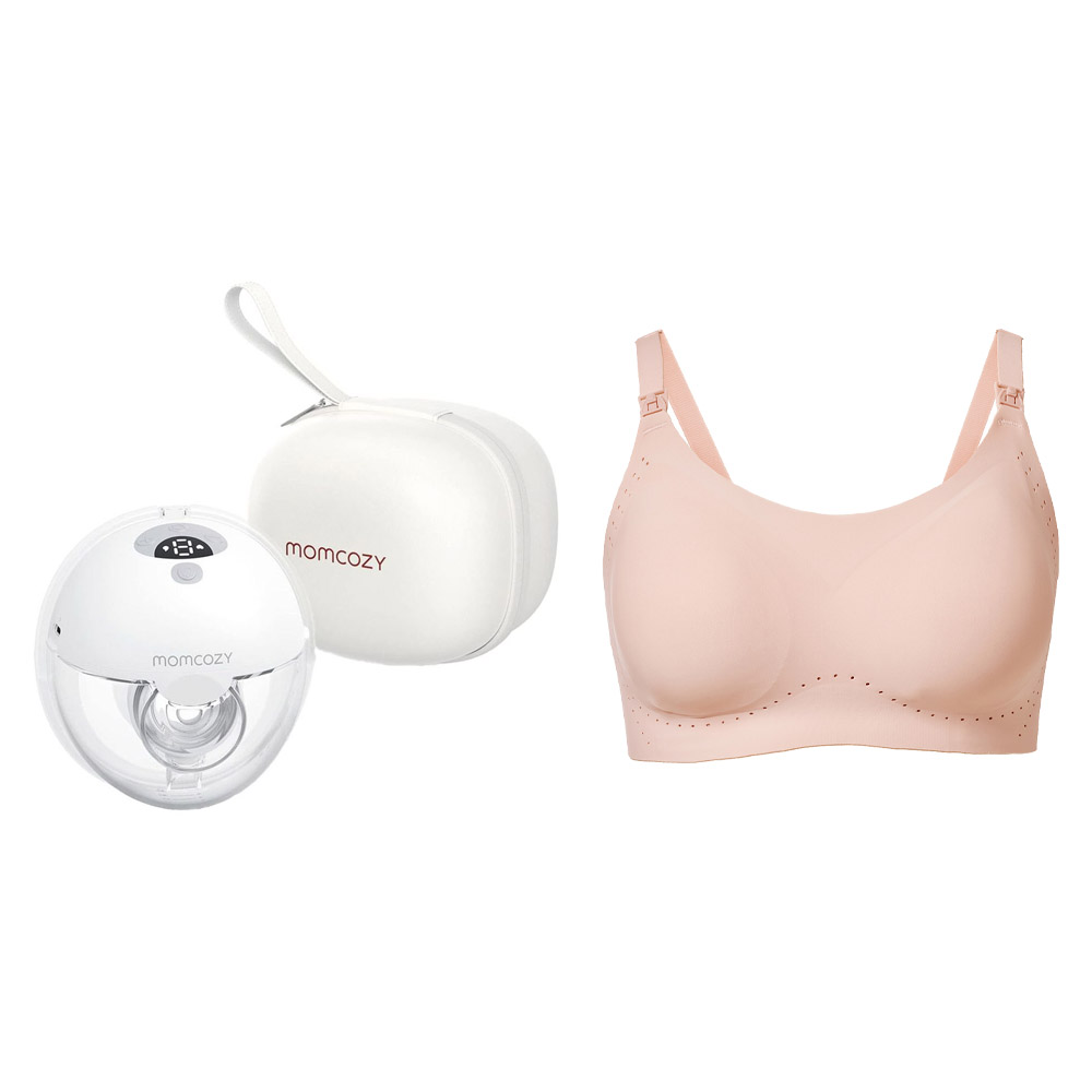 Momcozy - Hands-Free Electric Breast Pump M5 - Grey With Free Nursing Bra - Skin