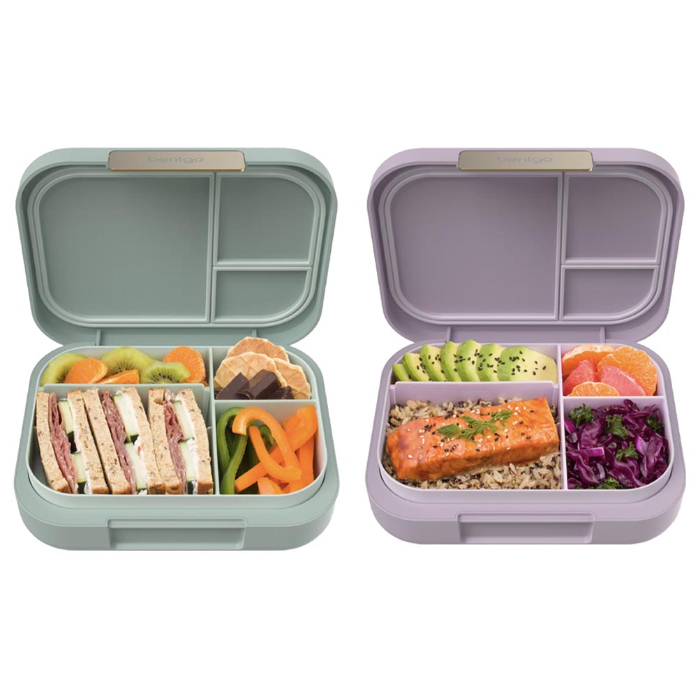 Bentgo - Modern 4-Compartment Bento Lunch Box - Green & Orchid - 2 Pc Set