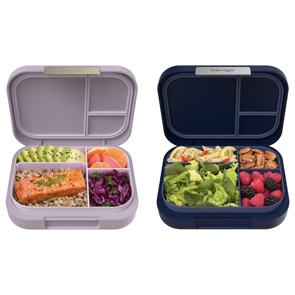 Bentgo - Modern 4-Compartment Bento Lunch Box - Navy & Orchid - 2 Pc Set