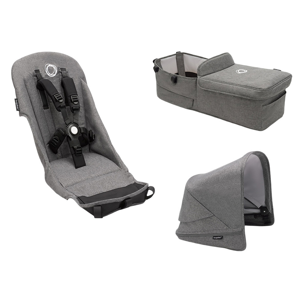 Bugaboo - Donkey 5 Fabric Complete Bassinet, Seat Fabric And Sun Canopy - Grey