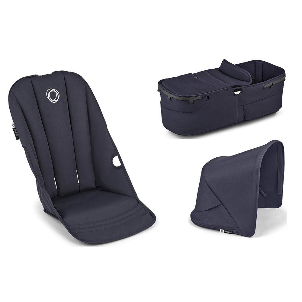 Bugaboo - Donkey 5 Fabric Complete Bassinet, Seat Fabric And Sun Canopy - Deep Indigo