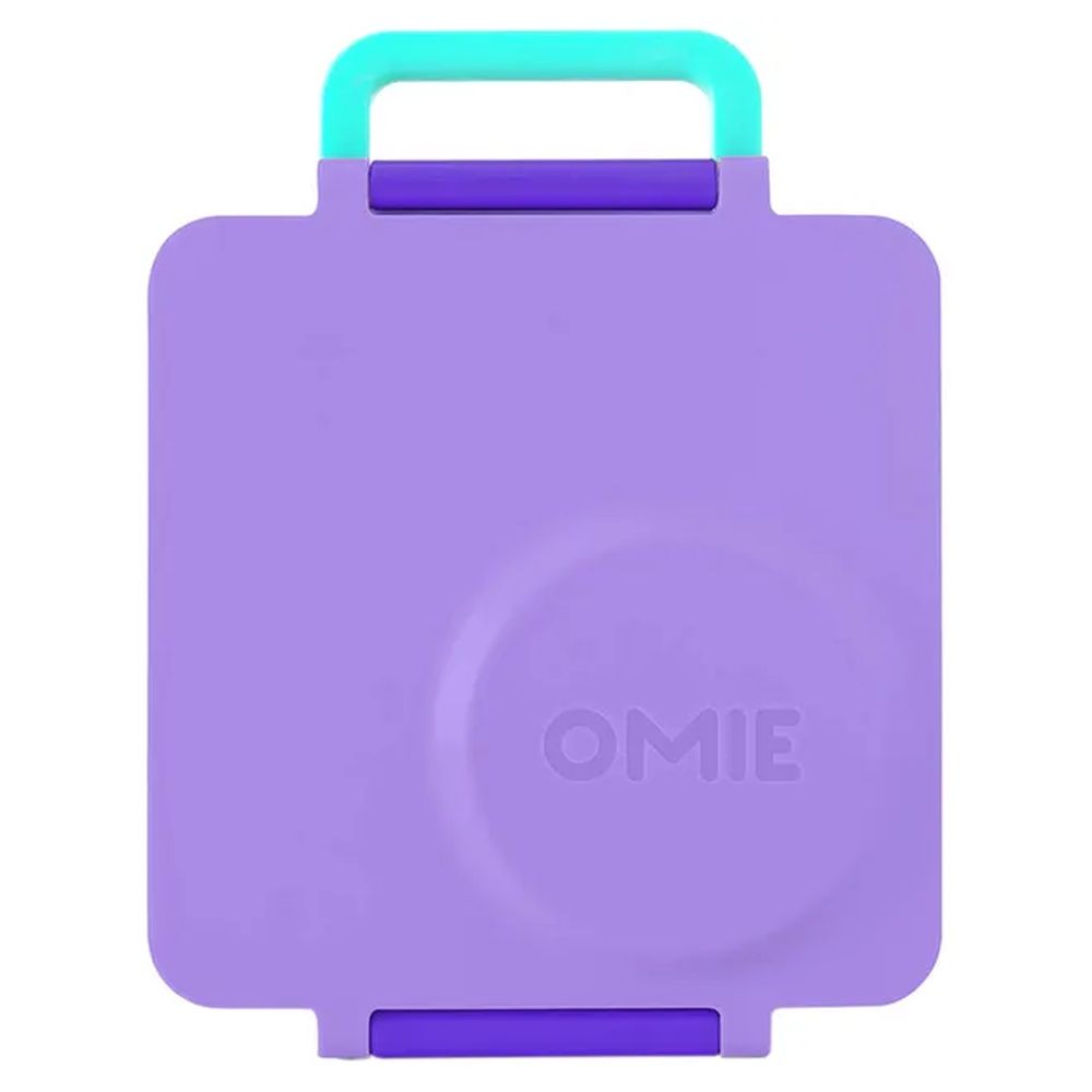 OmieBox - 3 Compartments Kids Bento Box with Insulated Thermos - Purple And Blue - 2 Pcs