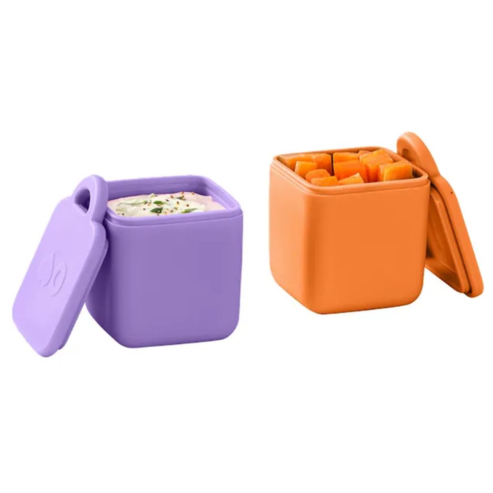 Omiebox - 3 Compartments Bento Box With Insulated Thermos And OmieDip Box Set - 2 Pcs - Purple