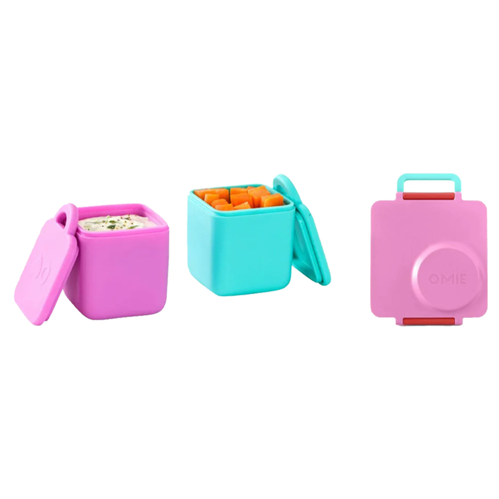 Omiebox - OmieDip Box Set - 2 Pcs And 3 Compartments Bento Box with Insulated Thermos - Pink