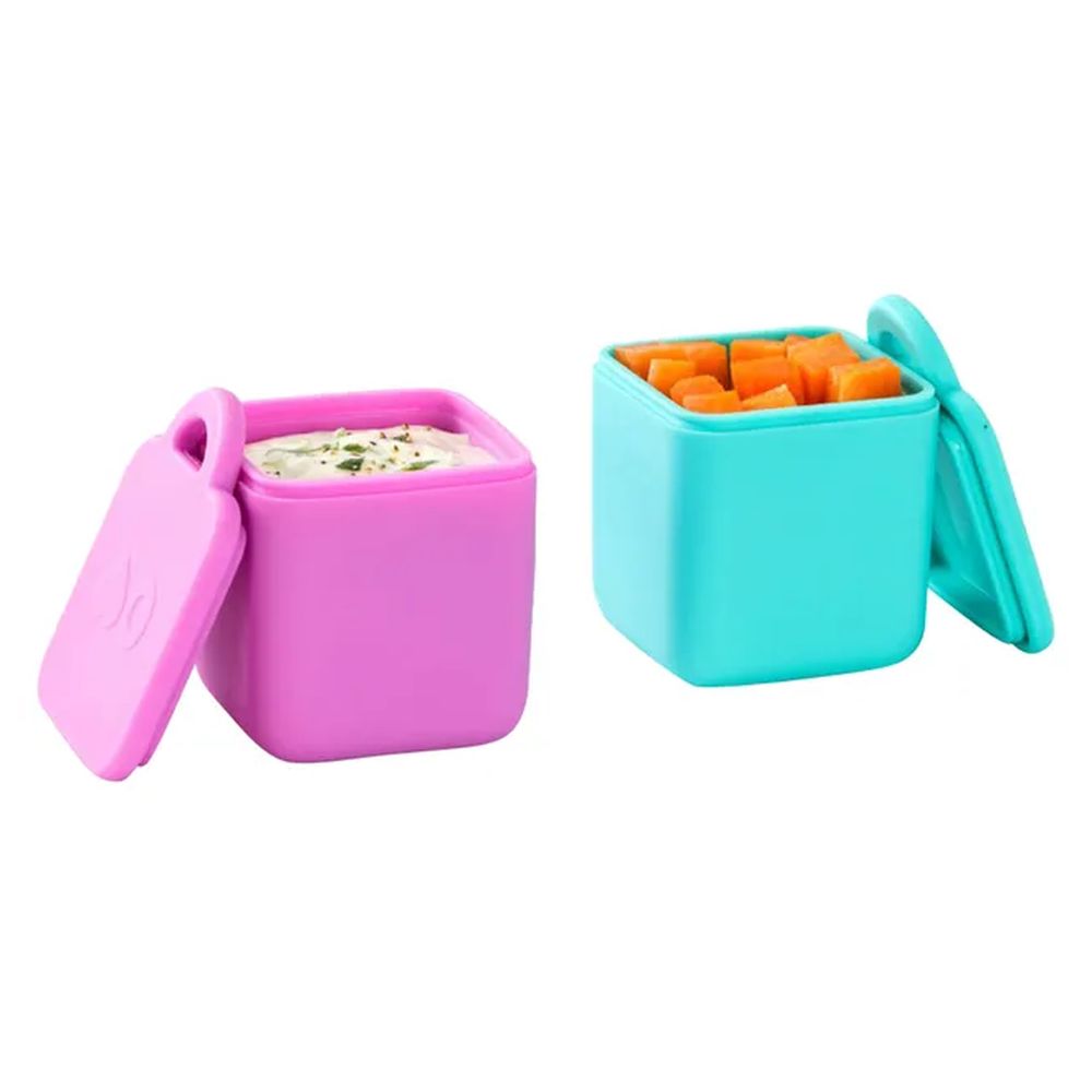 Omiebox - OmieDip Box Set - 2 Pcs And 3 Compartments Bento Box with Insulated Thermos - Pink
