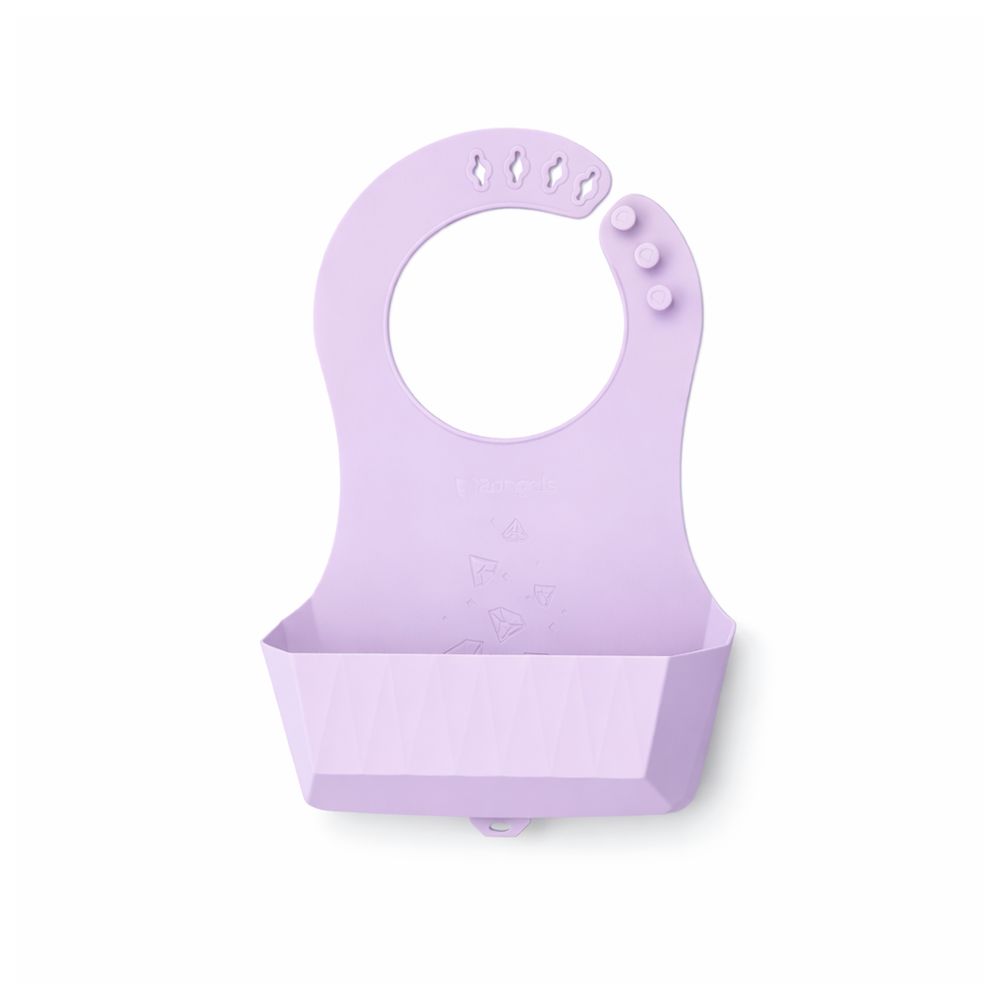2angels - Silicone Suction Bowl with Lid, 2-Pack Spoons with Travel Case And Foldable Silicone Bib - Lavender