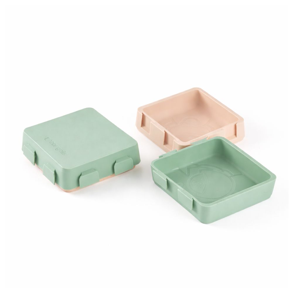 2angels - 2-Pack Silicone Spoons with Travel Case With 2 in 1 Silicone Plate And Foldable Silicone Bib - Latte