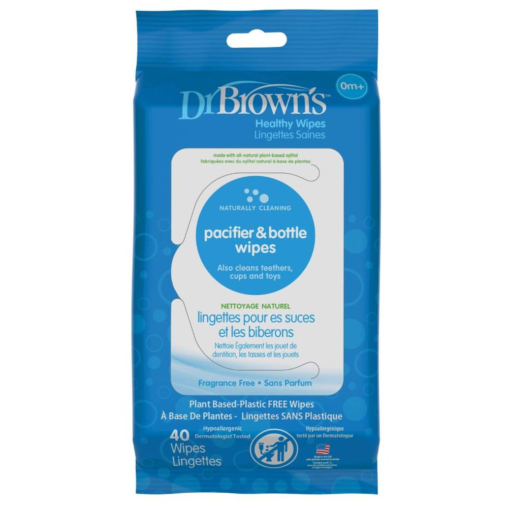 Dr. Brown's - Pacifier & Bottle Wipes - 40 Pcs With Tooth & Gum Wipes - 30 Pcs