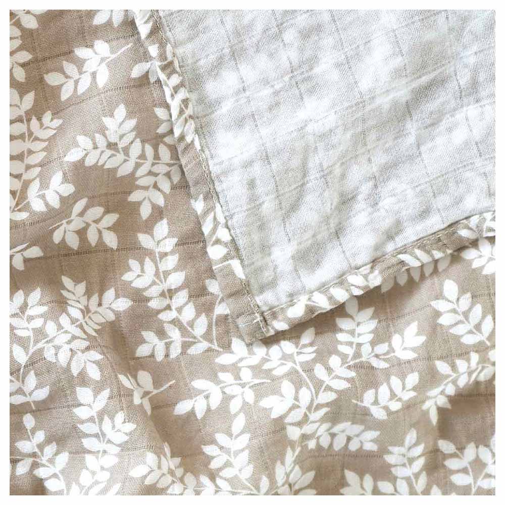 A little Lovely Company Muslin Cloth Set of 2 Leaves - Taupe
