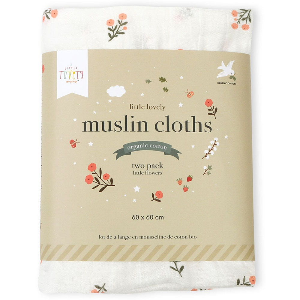 A little Lovely Company Muslin Cloth Little Flowers Set of 2