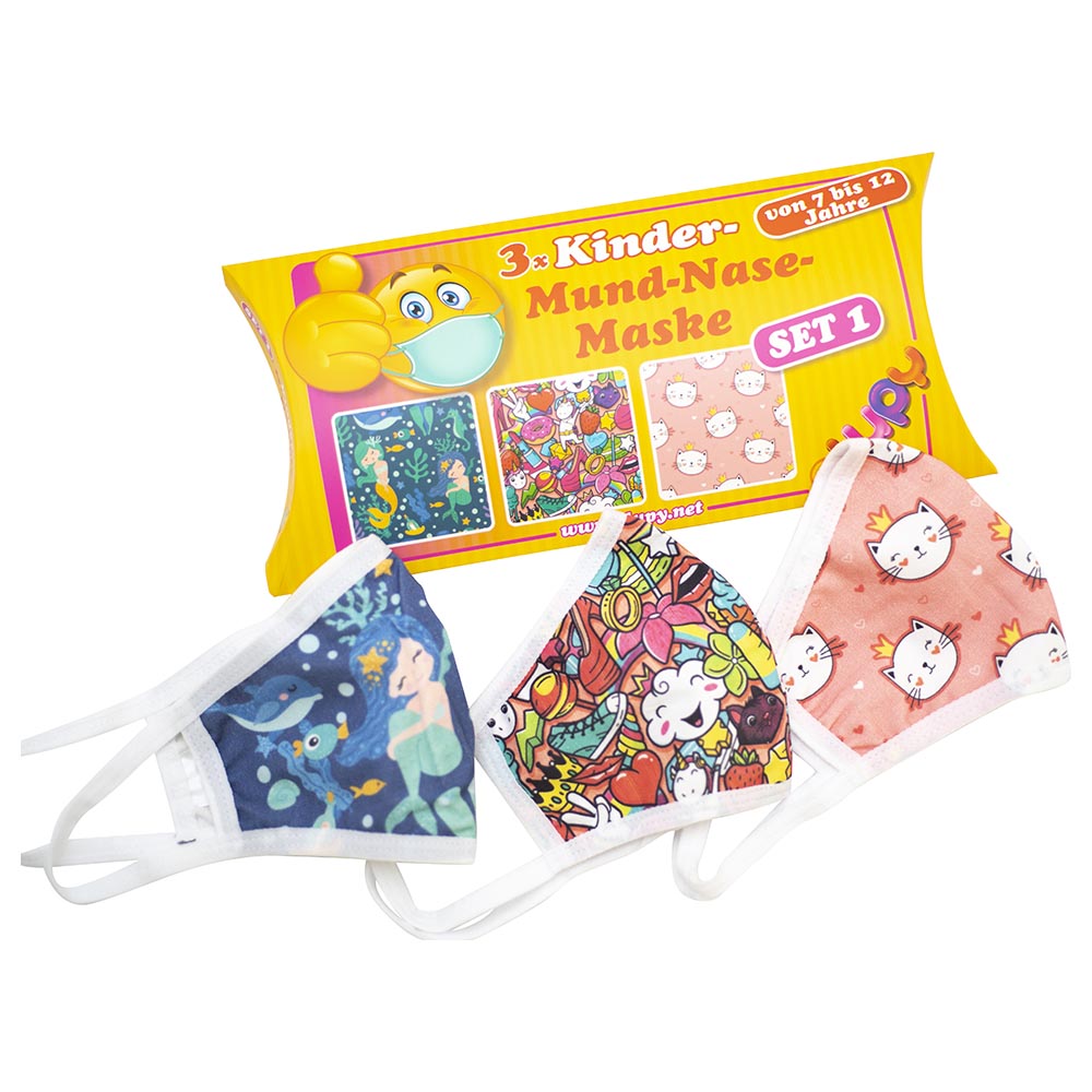 Coochy Coo - Mouth Nose Protection 3 Pcs Set Mask - Pastel