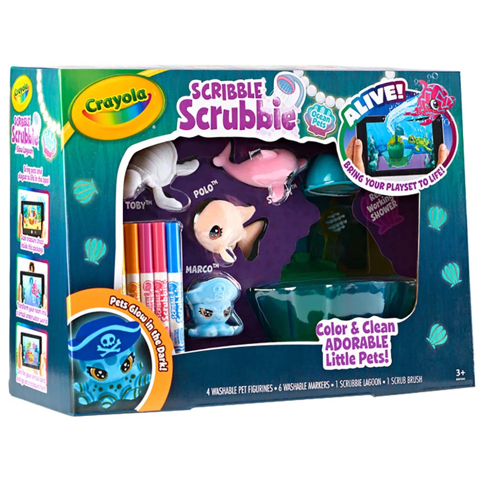 Crayola - Scribble Scrubbie Glow Lagoon Pets, Sea Animal Playset