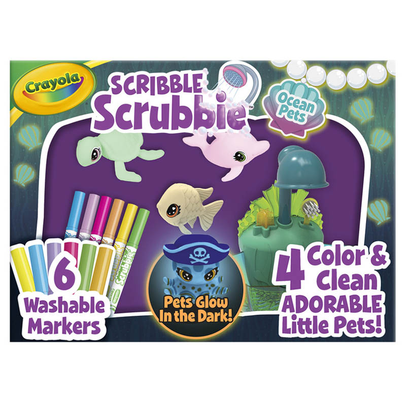 Crayola - Scribble Scrubbie Glow Lagoon Pets, Sea Animal Playset