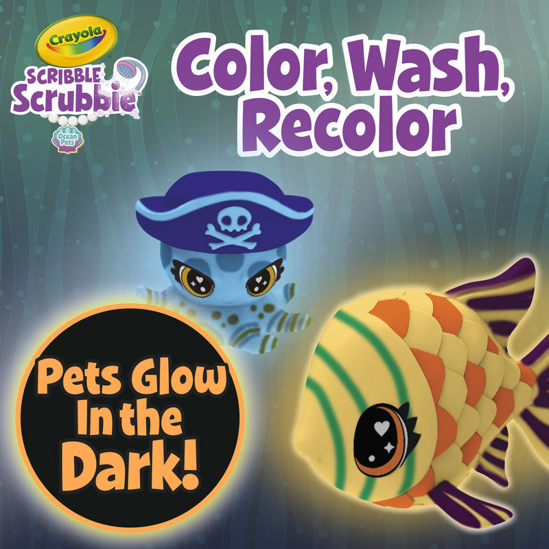 Crayola - Scribble Scrubbie Glow Lagoon Pets, Sea Animal Playset