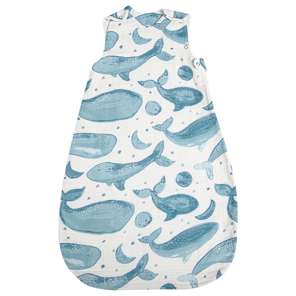 Crane Baby - Caspian Wearable Blanket - Muslin Whale Print