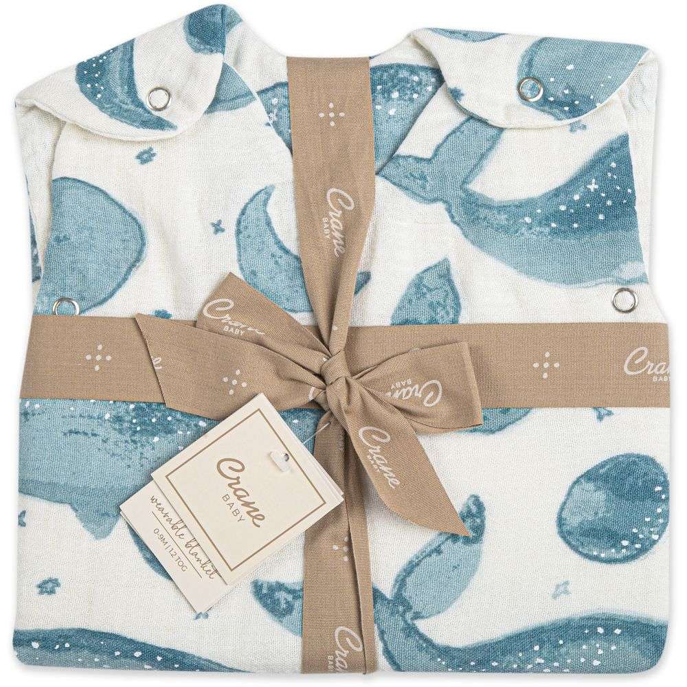Crane Baby - Caspian Wearable Blanket - Muslin Whale Print