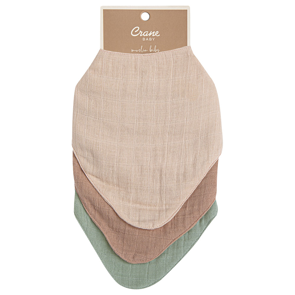 Crane Baby Muslin Bib Set - Rose - Pack of 3