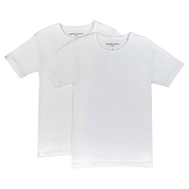 Carter & White Exclusive Junior Crew Neck Duo, - White