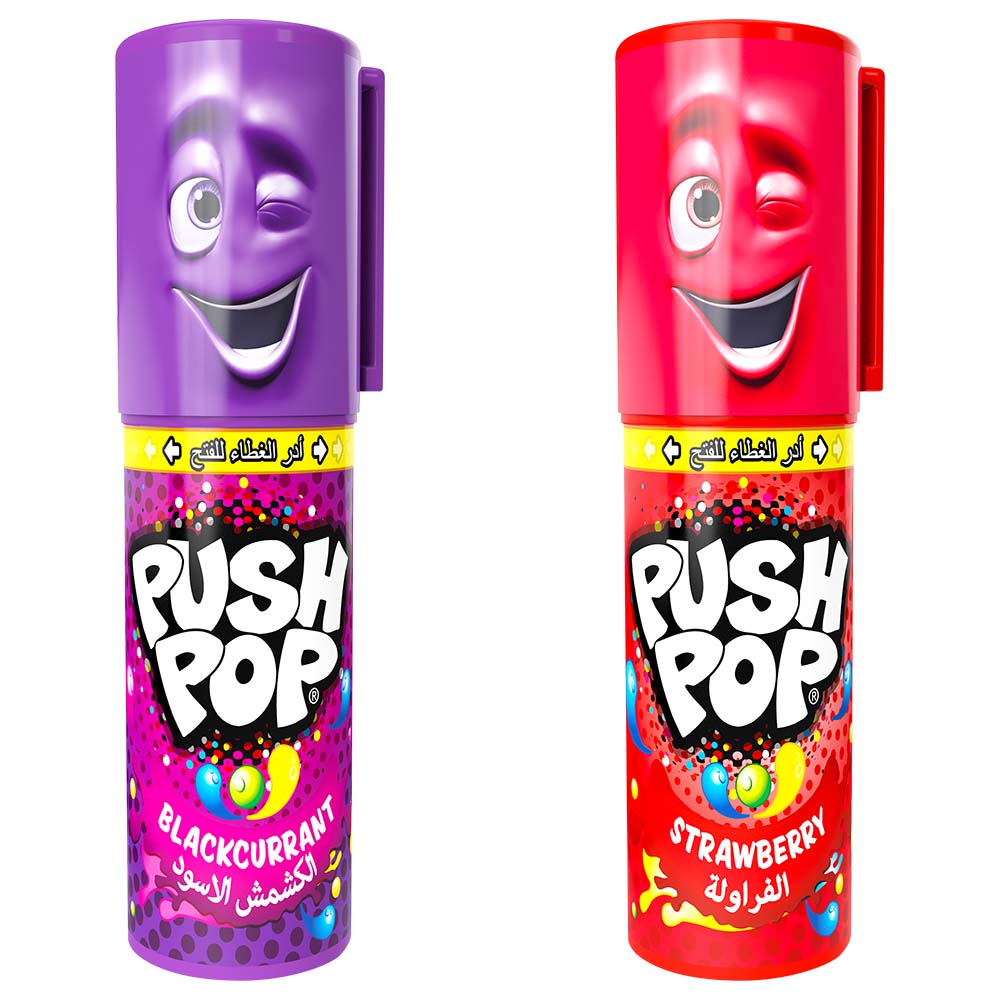 Bazooka Push Pop Candy Strawberry/Blackcurrant
