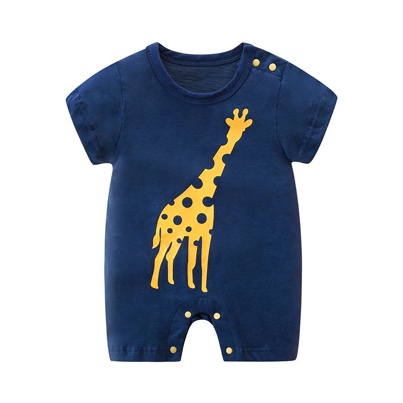 Buy Sugar Rush Baby Giraffe Printed Romper Navy Blue in UAE