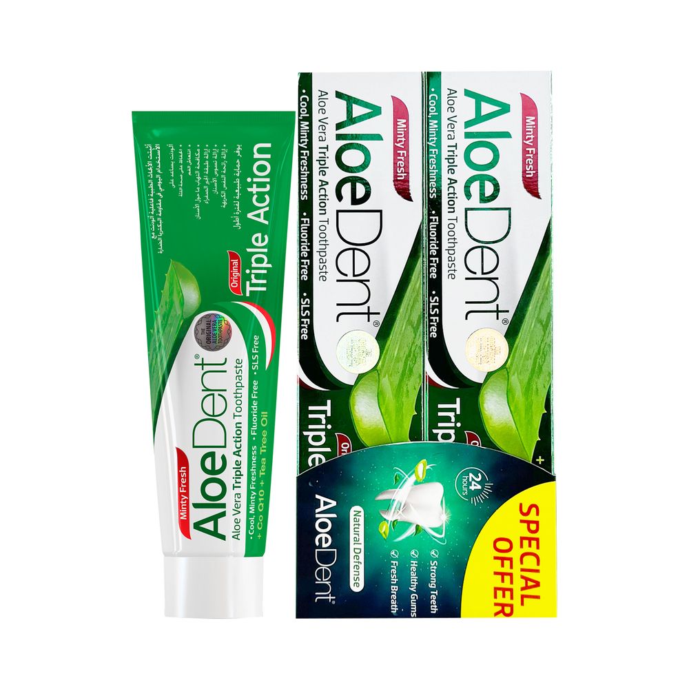 Buy AloeDent - Triple Action Toothpaste Infused With CO Q10 - Pack of 2 -  100ml in Bahrain | Mumzworld