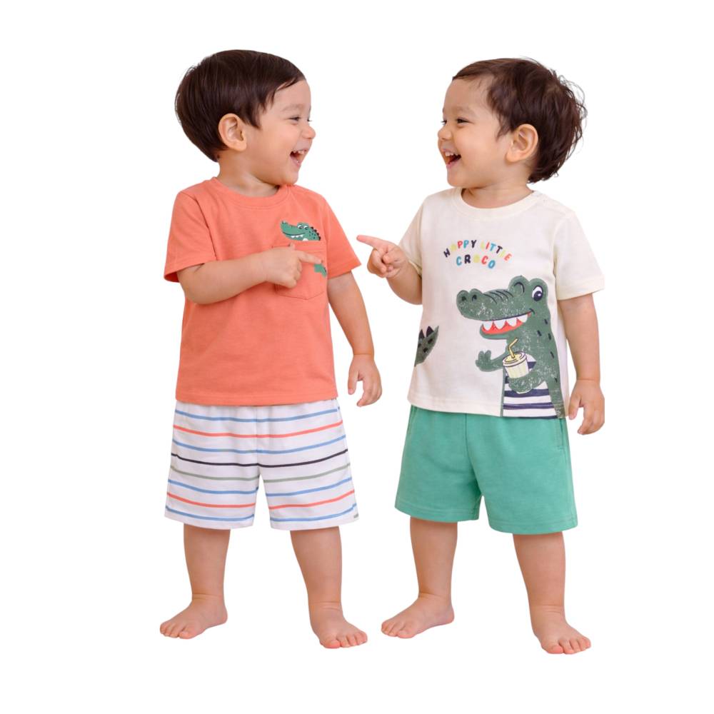 Victor And Jane Graphic T-Shirts & Shorts 4pc Set