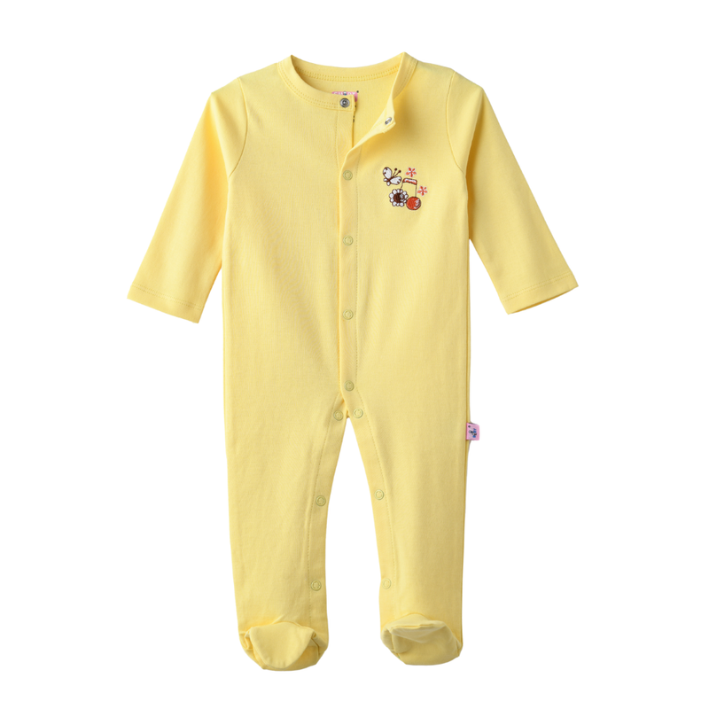 Buy Smart Baby Girl's Printed Closed Feet Sleepsuit Yellow in