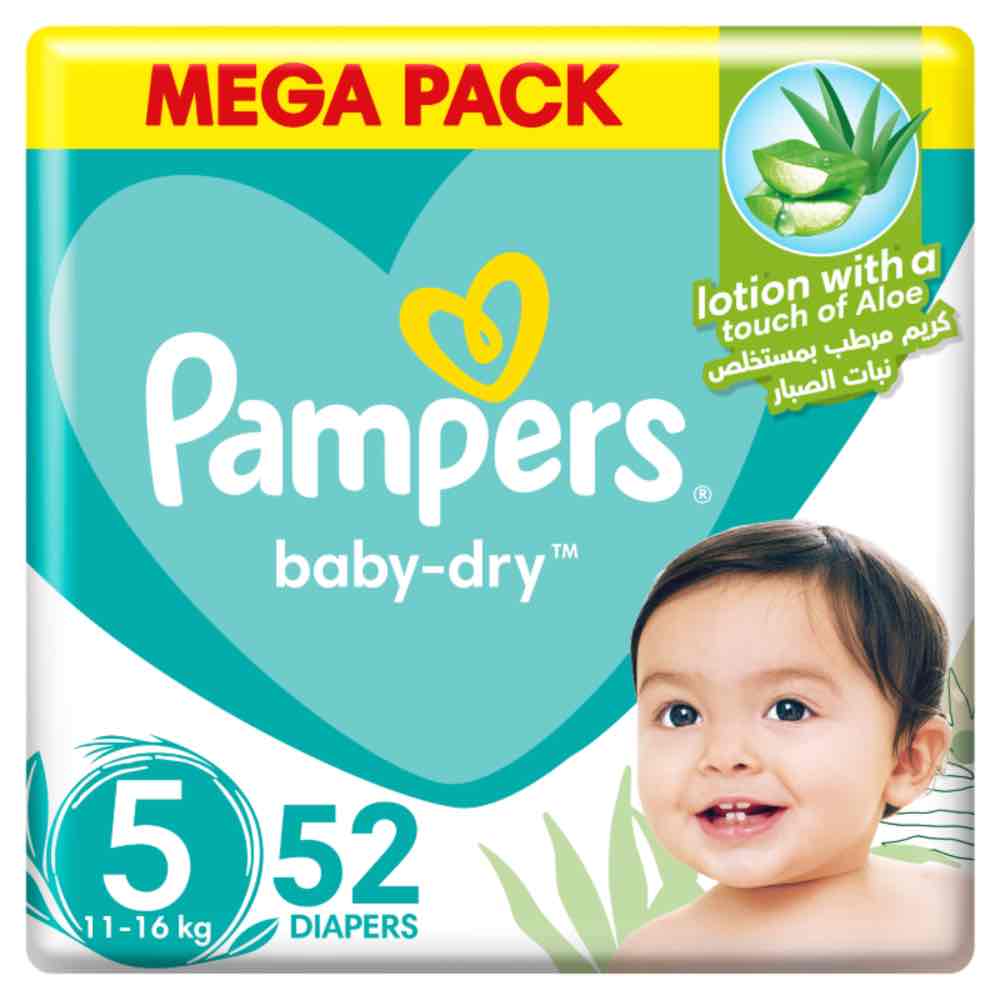 Pampers Baby-Dry Diapers, Size 5, 11-16 kg, Up to 100% Leakage