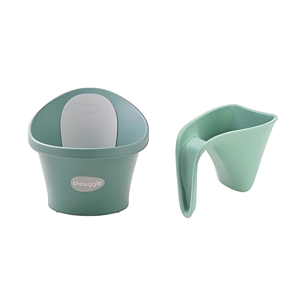 Shnuggle - Baby Bath & Rinsing Jug Bundle - Eucalyptus - 2pc Set