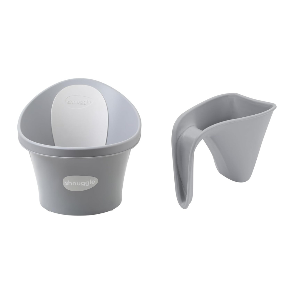 Shnuggle - Baby Bath & Rinsing Jug Bundle - Pebble Grey - 2pc Set