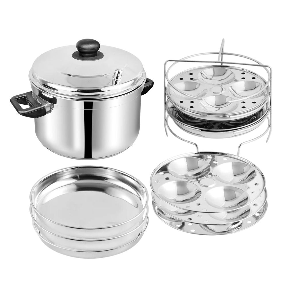 Buy Vinod - Stainless Steel Multipurpose Pot With 4 Idly Stand - Silver ...