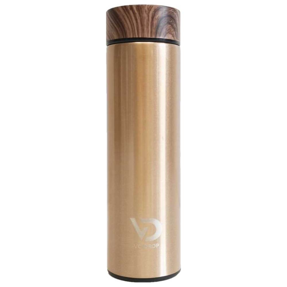 Voidrop - Insulated Water Bottle w/ Wooden Design Lid - Bronze - 500 ml