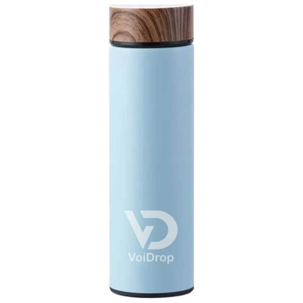 Voidrop - Insulated Water Bottle w/ Wooden Design Lid - Sky Blue - 450 ml