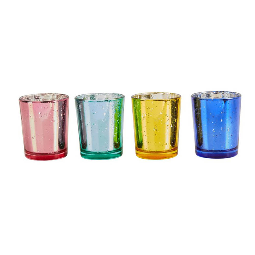 Hootyballoo Bright Coloured Glass Candle Holders 4pcs