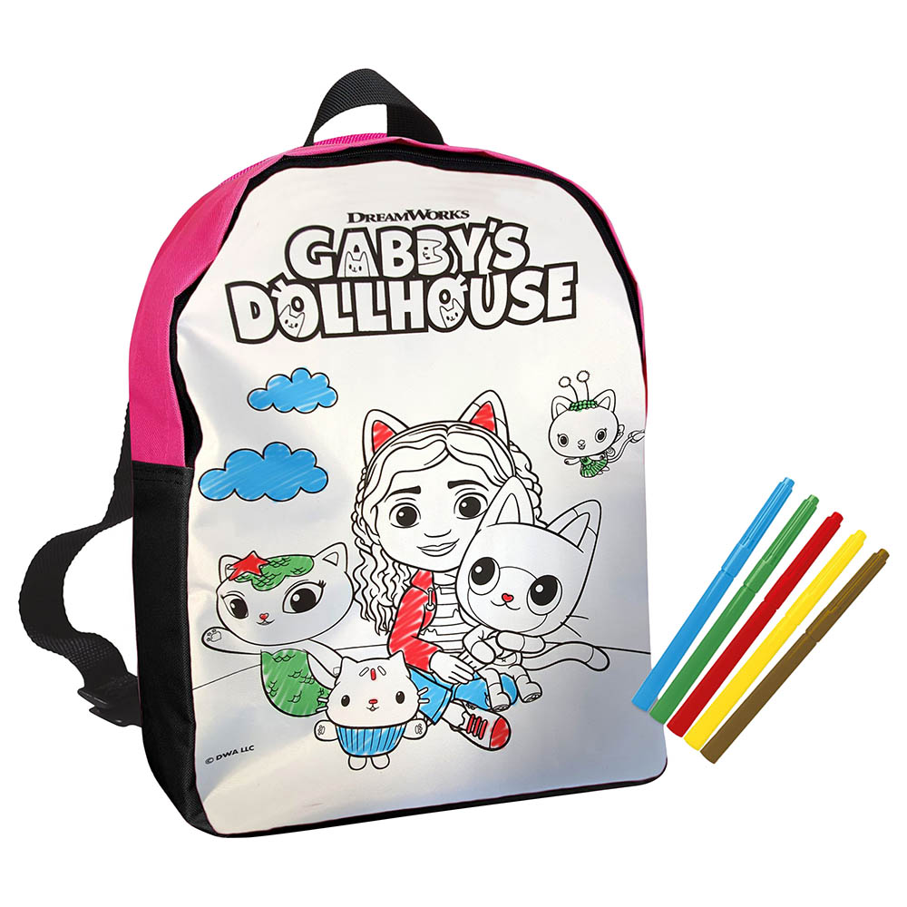 Buy Gabby's Dollhouse - Colouring Backpack w/ Markers - 16-inch at The ...
