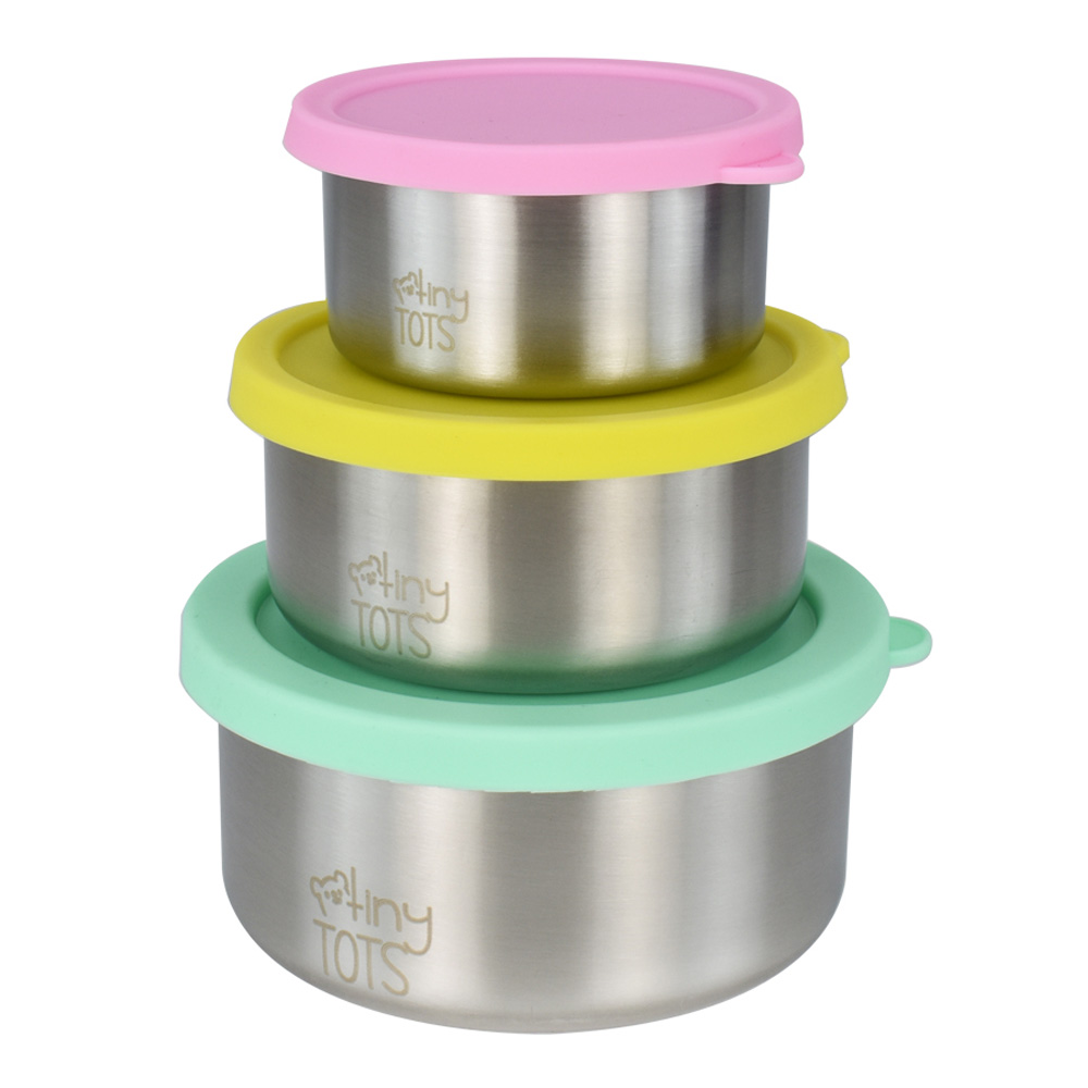 Tiny Tots Stainless Steel Leakproof Nesting Food Containers 3pcs