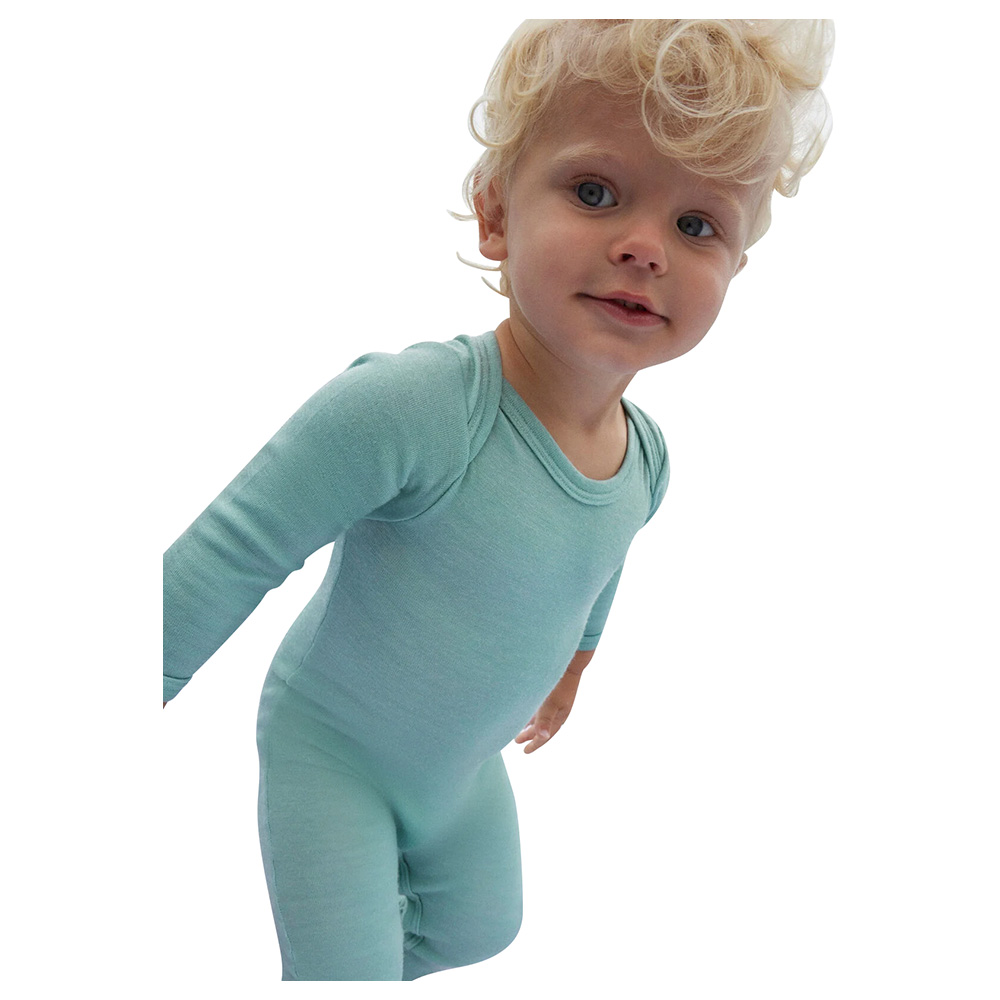 Petit Bateau Baby's Long Cotton/Wool Jumpsuit Green