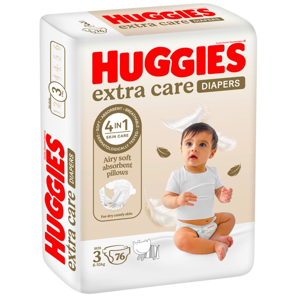 Huggies - Extra Care, Size 3, 6-10 kg, Jumbo Pack, 76 Diapers