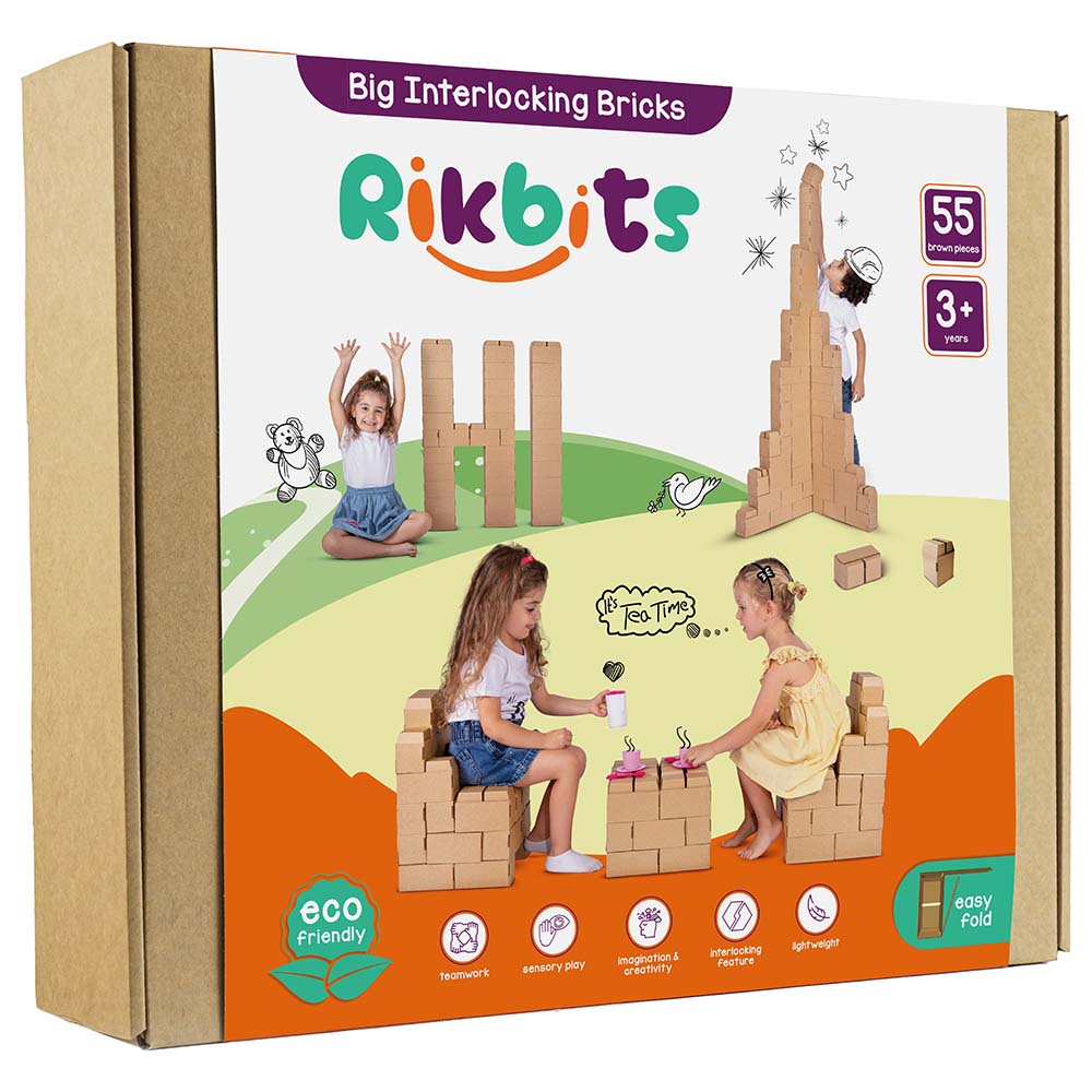 Buy Rikbits - Big Interlocking Building Blocks Kit - 55pcs - Brown in ...