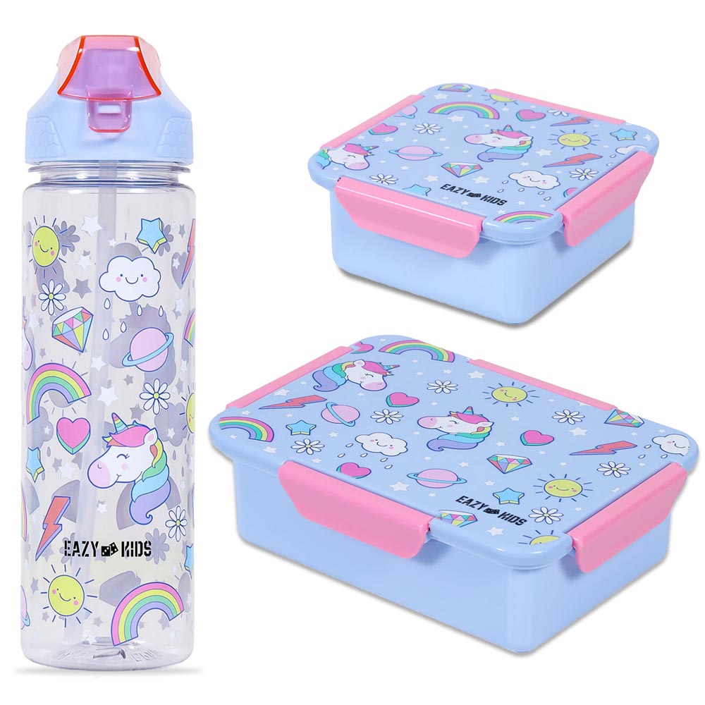 Buy Eazy Kids - Lunch Box Set, Water Bottle & Drinking Flip Lid ...