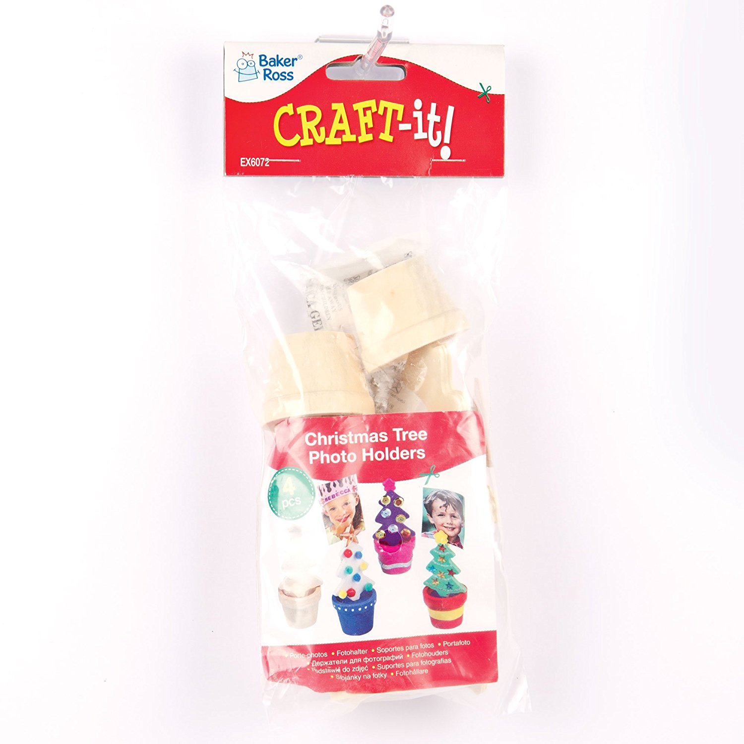 Baker Ross Wooden Christmas Tree Photo Holders Pack of 4 Buy at